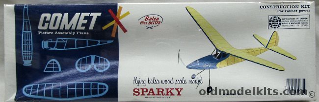 Comet Sparky - 32 inch Wingspan Wakefield-Style Balsa Flying Model Airplane, 3408 plastic model kit
